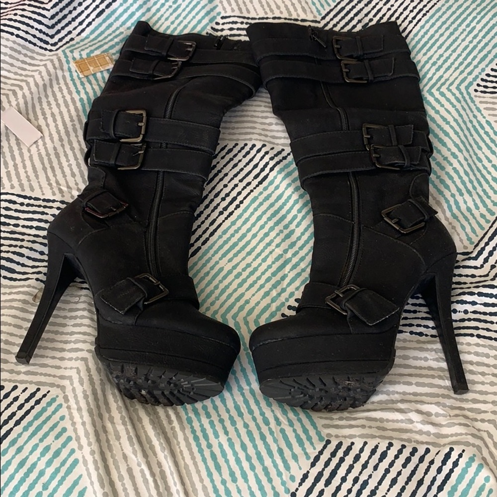 Black platform boots